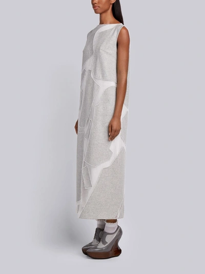Shop Thom Browne Boned Flannel Column Dress In Grey