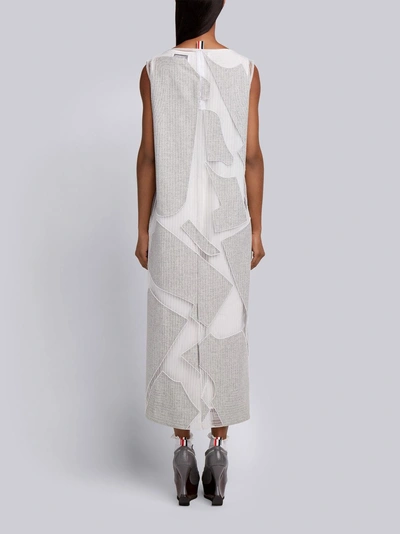 Shop Thom Browne Boned Flannel Column Dress In Grey