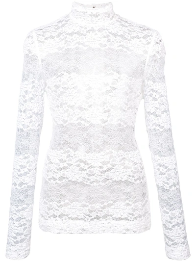 Shop Dolce & Gabbana Floral Lace Top - White