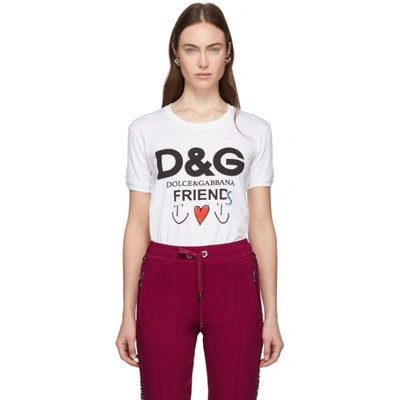 Shop Dolce & Gabbana White 'friends' T-shirt In Hwu04 White