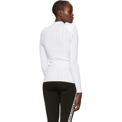 Shop Balmain White Rib Knit Sweater In C0001 Blanc