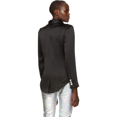Shop Balmain Black Crepe Blazer In C0100 Noir