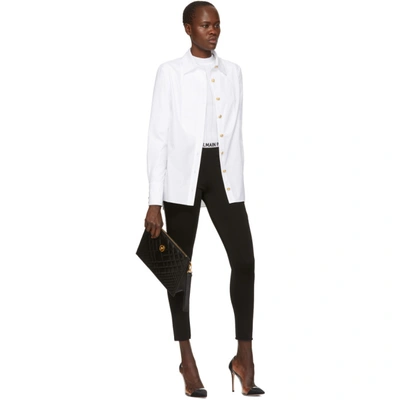 Shop Balmain Black Simple Leggings In C5101 Bl/wh