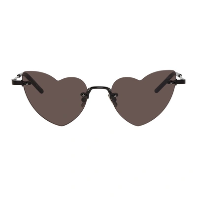 Shop Saint Laurent Black New Wave Loulou Sunglasses