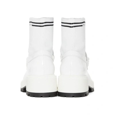Shop Miu Miu White Patent Sock Loafers In F0009 White