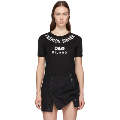Shop Dolce & Gabbana Dolce And Gabbana Black Fashion Sinner T-shirt In N0000 Black
