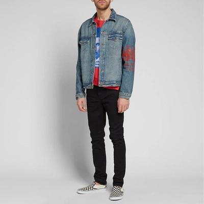 Shop 424 We're Here To Help Trucker Jacket In Blue