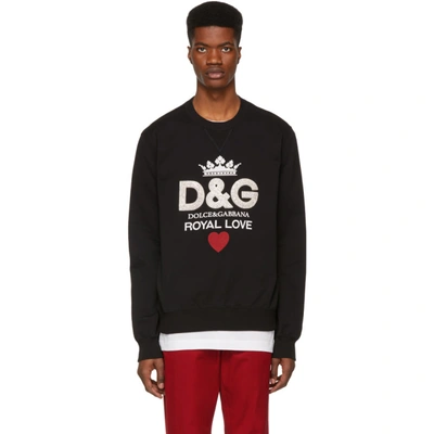 Shop Dolce & Gabbana Dolce And Gabbana Black Royal Love Sweatshirt In N0000 Black