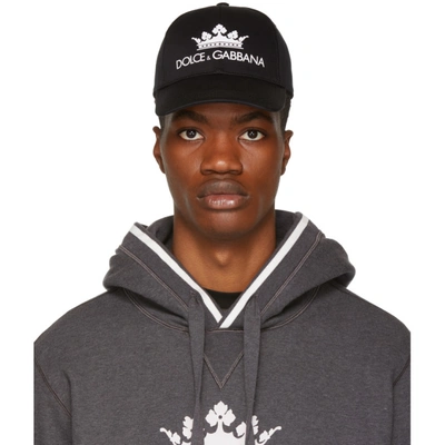 Shop Dolce & Gabbana Black Crown Cap In N0000 Black