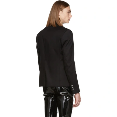 Shop Balmain Black Double-breasted Blazer In 176 Black