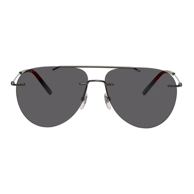Shop Gucci Gunmetal Masculine 80s Sunglasses In 001 Rutblk