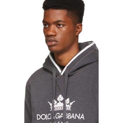 Shop Dolce & Gabbana Dolce And Gabbana Grey Crown Logo Hoodie In S8295 Grey