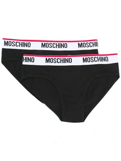 Moschino Logo Waistband Briefs In Black