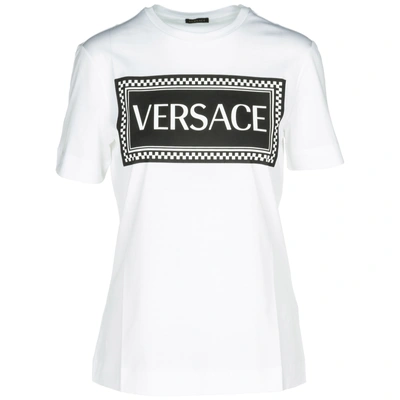 Shop Versace Women's T-shirt Short Sleeve Crew Neck Round In White