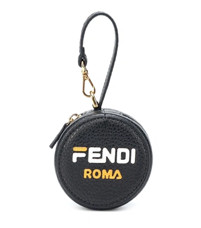 Shop Fendi Mania Leather Tote Charm In Black