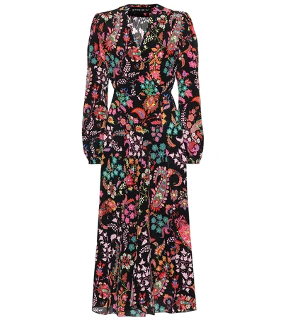 Shop Etro Flora Printed Silk Midi Dress In Multicoloured