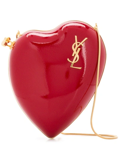 Shop Saint Laurent Heart Shoulder Bag - Red