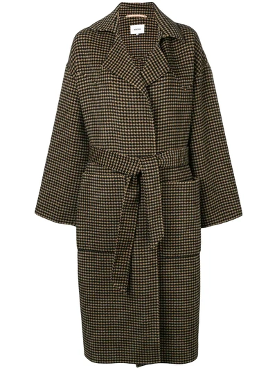 Shop Nanushka Houndstooth Single Breasted Coat In Neutrals ,black