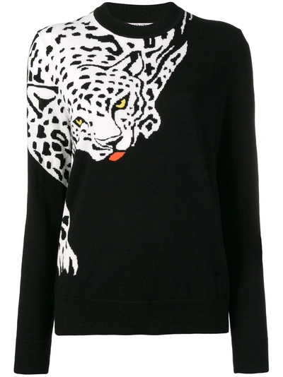 Shop Krizia Jacquard Logo Sweater In Black