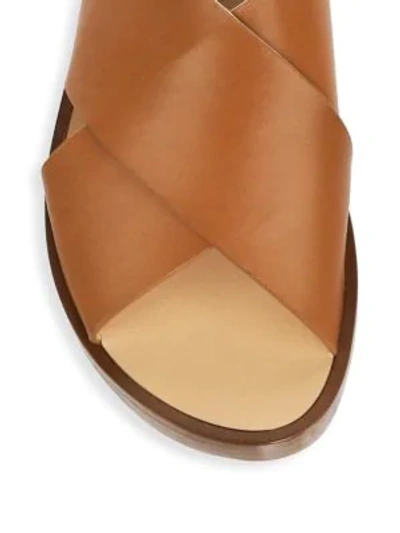 Shop Stuart Weitzman Rockrose Leather Slides In Tan