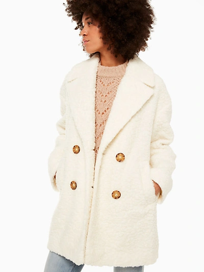 Shop Kate Spade Teddy Coat In French Cream