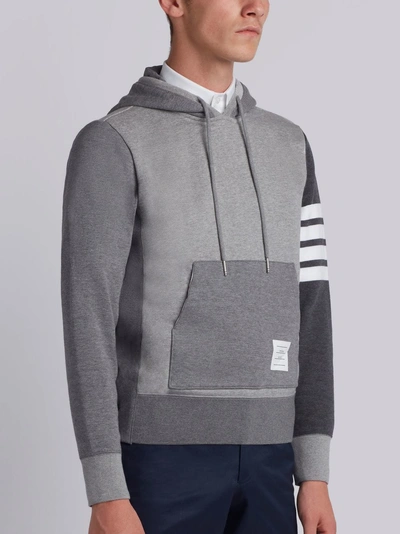 Shop Thom Browne Fun-mix Tonal Loopback Jersey Knit Engineered 4-bar Pullover Hoodie In Grey