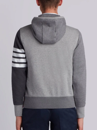 Shop Thom Browne Fun-mix Tonal Loopback Jersey Knit Engineered 4-bar Pullover Hoodie In Grey