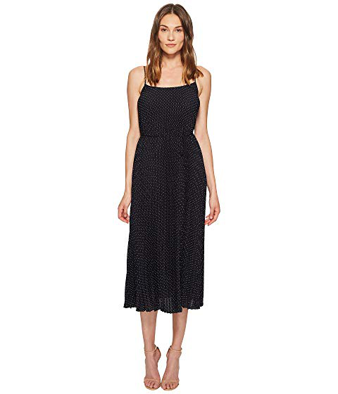 vince polka dot pleated cami dress