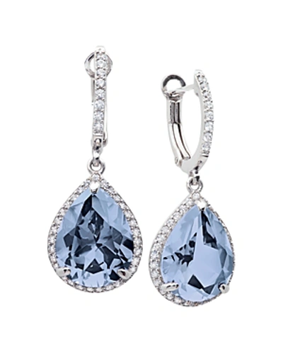 Shop Crislu Aqua Drop Earrings In Platinum-plated Sterling Silver In Blue/silver