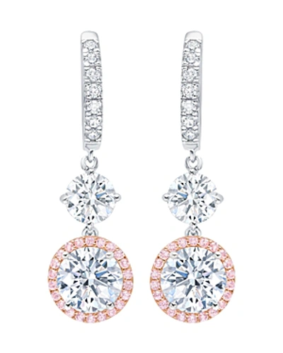 Shop Crislu Fiore Cluster Drop Earrings In Platinum-plated Sterling Silver Or 18k Rose Gold-plated Sterling Silv In Pink/silver