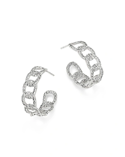 Shop Roberto Coin 18k White Gold Diamond Cable Huggie Earrings