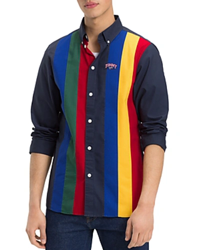 Shop Tommy Jeans Retro Striped Regular Fit Button-down Shirt In Black Iris / Multi
