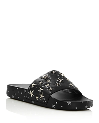 Shop Tory Burch Star Studded Leather Platform Slides In Perfecy Navy