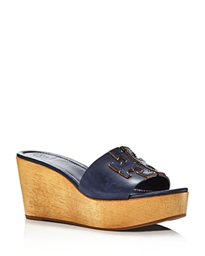 Shop Tory Burch Women's Ines Wedge Slides In Perfect Navy