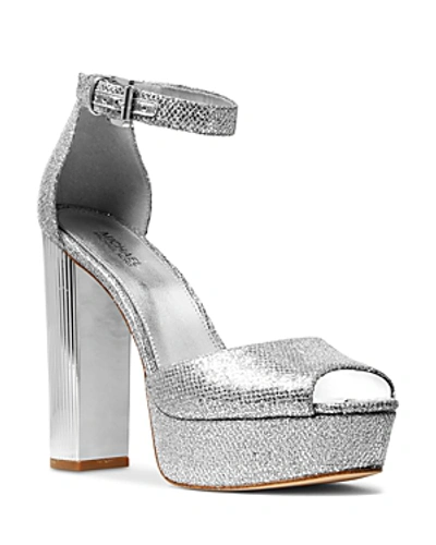 Michael Michael Kors Women's Paloma Platform Sandals In Silver Leather |  ModeSens