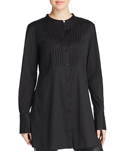 Shop Donna Karan Pintucked Button Down Tunic In Black