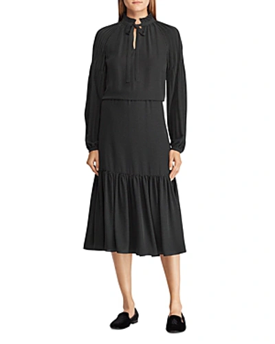 Polo Ralph Lauren Lauren Ralph Lauren Pindot Peasant Dress In Black