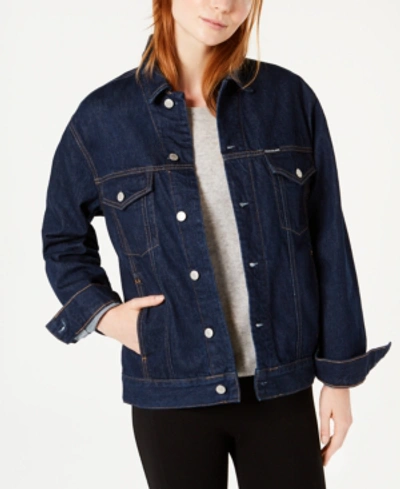 Shop Calvin Klein Jeans Est.1978 Cotton Denim Trucker Jacket In Rinse