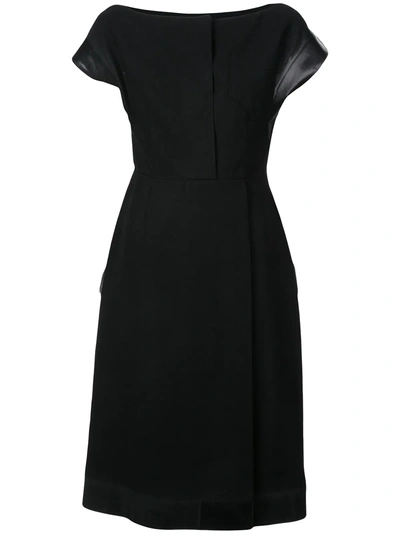 Shop Prada Contrast Panel Dress In Black