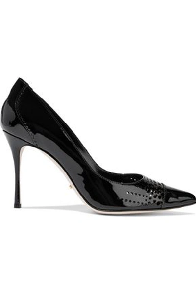 Shop Sergio Rossi Woman Perforated Patent-leather Pumps Black