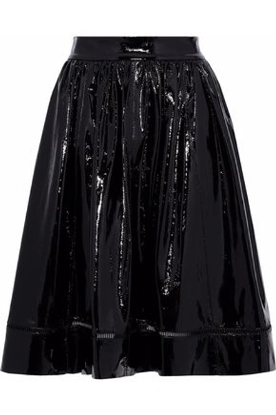 Shop Alice And Olivia Misty Flared Patent-leather Skirt In Black