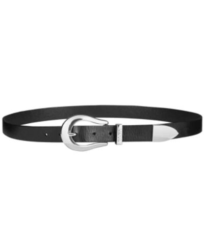 Shop Dkny Modern Buckle Belt, Created For Macy's In Black/silver