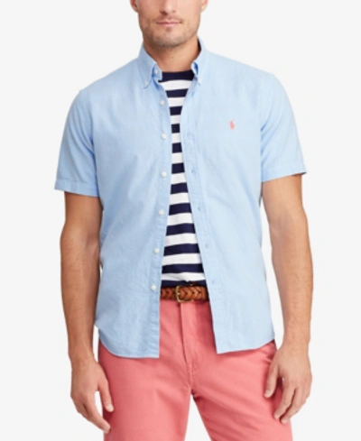 Shop Polo Ralph Lauren Men's Classic Fit Cotton Oxford Shirt In Baby Blue