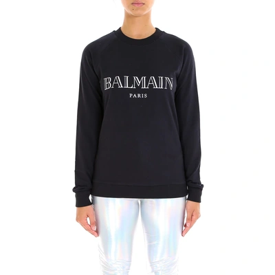 Shop Balmain Logo Sweatshirt In Black