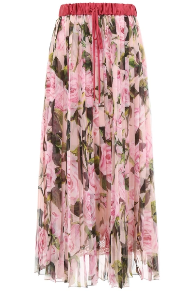 Shop Dolce & Gabbana Pleated Long Skirt In Pink