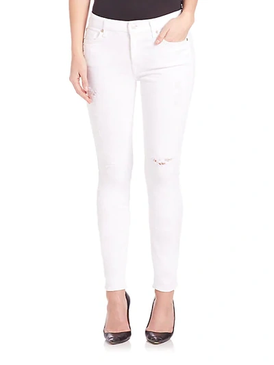 Shop 7 For All Mankind Distressed Skinny Ankle Jeans In Clean White