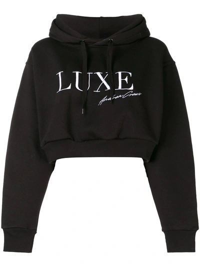 Shop Andrea Crews Luxe Signature Cropped Hoodie - Black