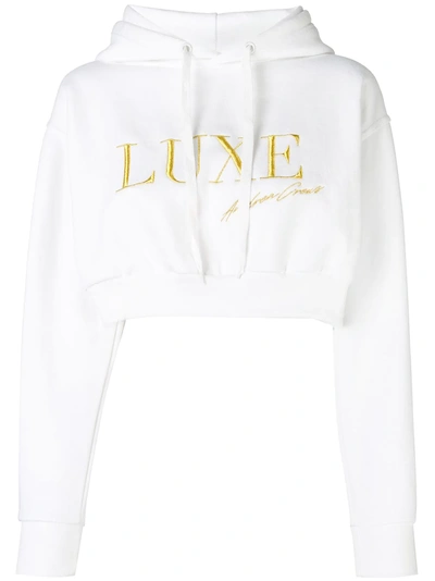Shop Andrea Crews Luxe Signature Cropped Hoodie - White