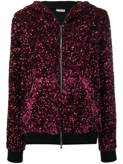 Shop Ainea Sequinned Zip Hoodie - Purple