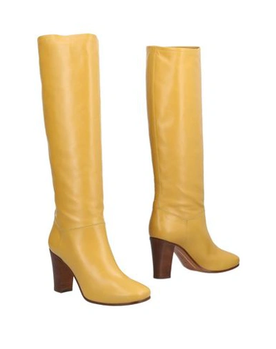 Shop Celine Knee Boots In Ocher